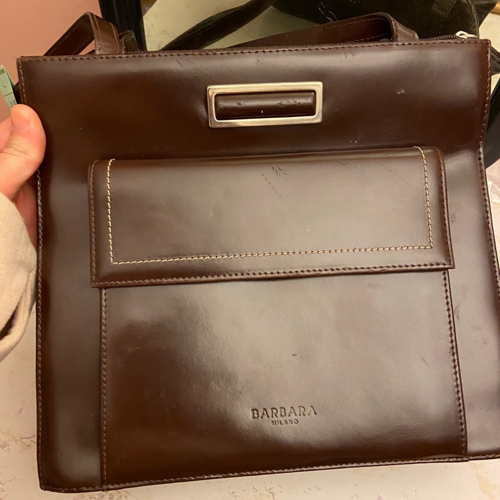 Vintage Barbara Milano brown leather bag EUC